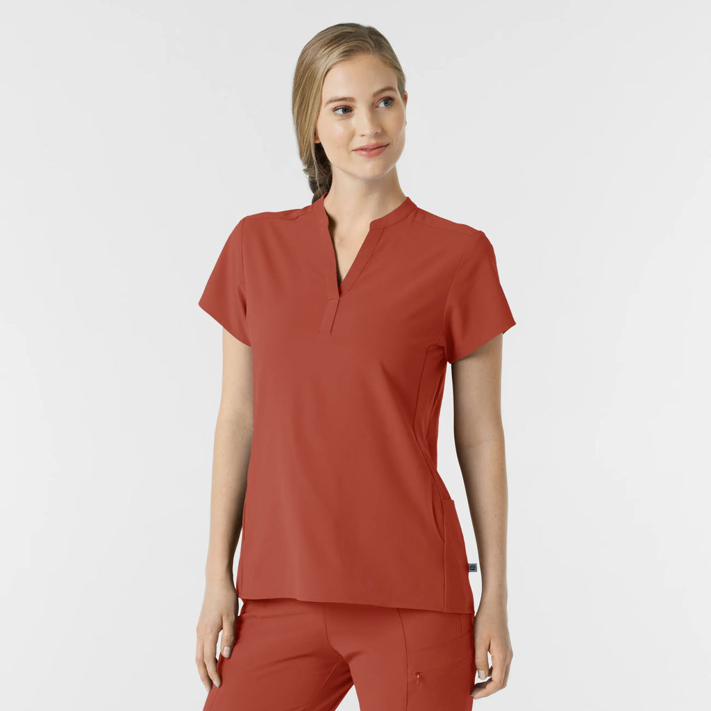 Wink Scrubs Women's Mandarin Collar Scrub Top Mineral Red | scrub-supply.com