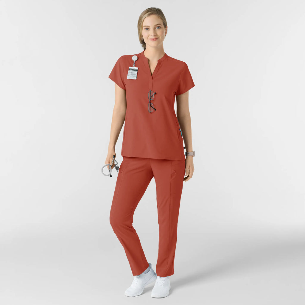 Wink Scrubs Women's Mandarin Collar Scrub Top Mineral Red | scrub-supply.com