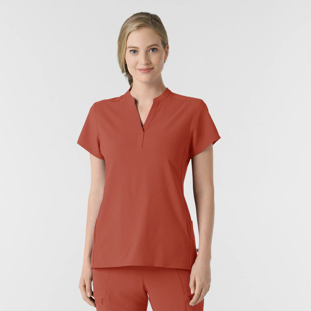 Wink Scrubs Women's Mandarin Collar Scrub Top Mineral Red | scrub-supply.com