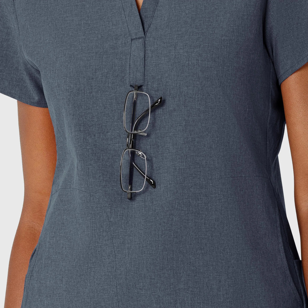 Wink Scrubs Women's Mandarin Collar Scrub Top Navy Heather | scrub-supply.com