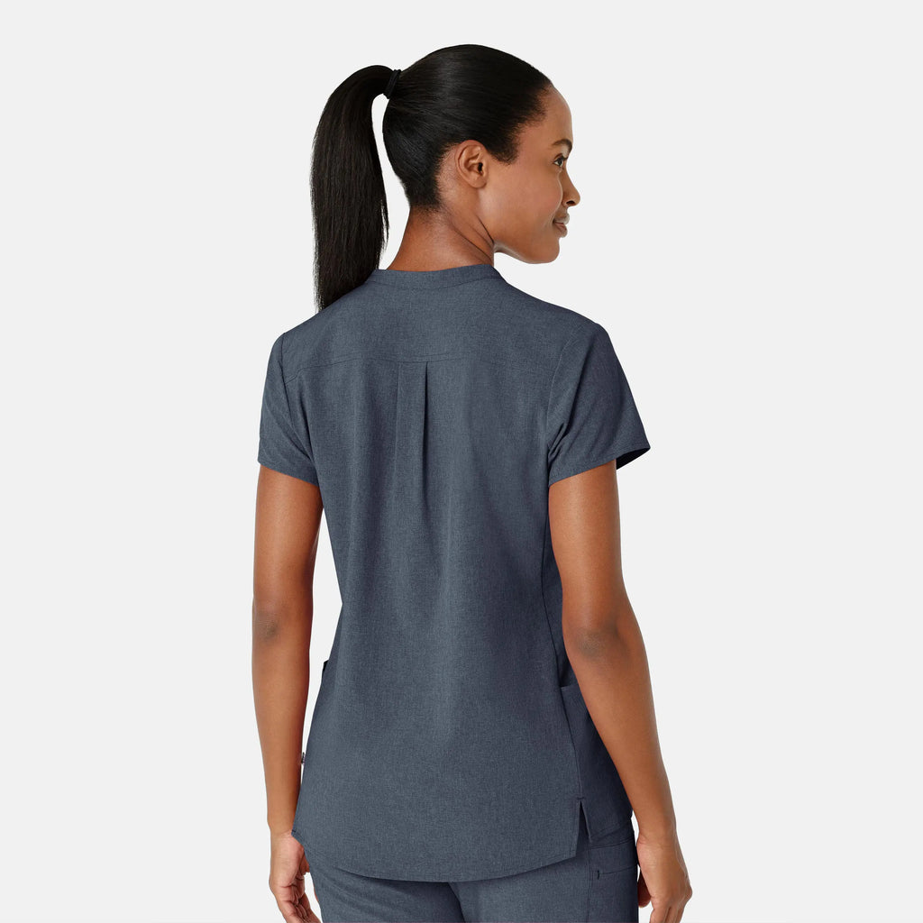 Wink Scrubs Women's Mandarin Collar Scrub Top Navy Heather | scrub-supply.com