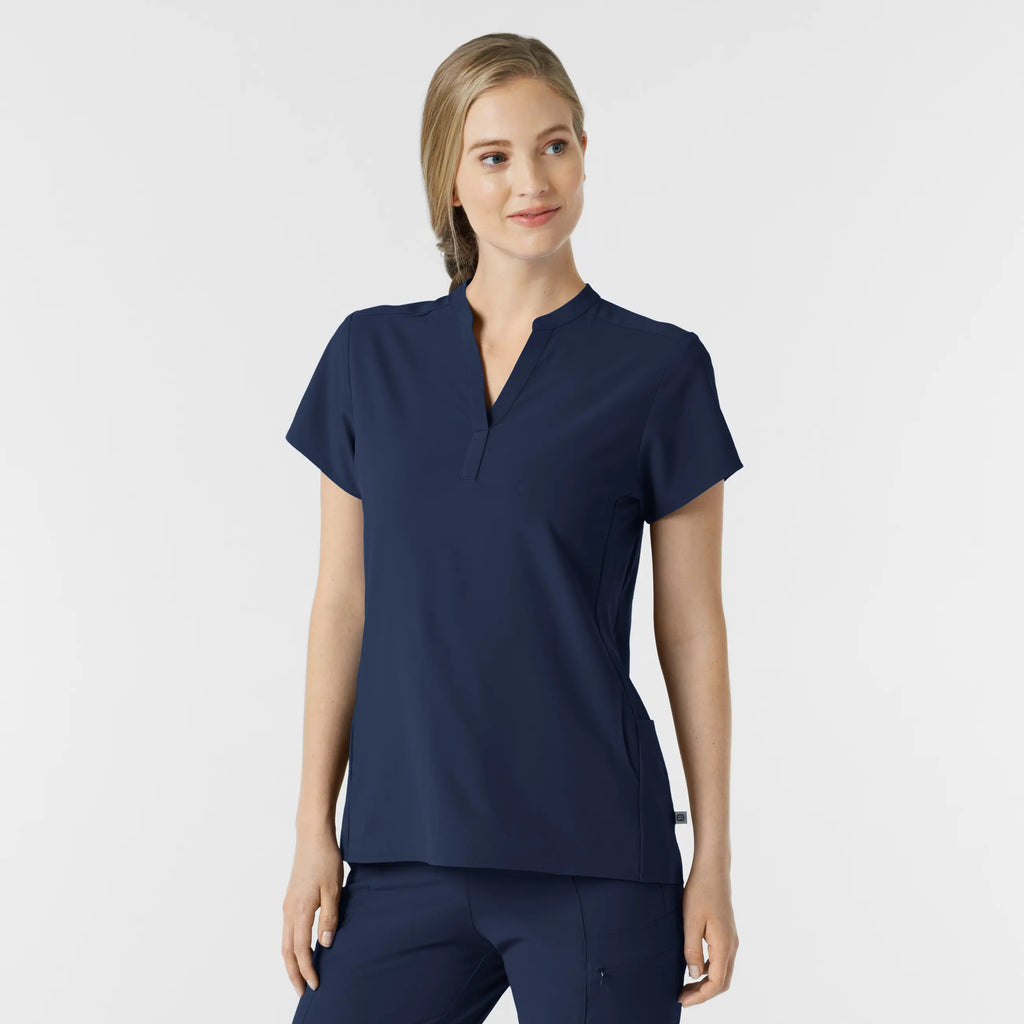 Wink Scrubs Women's Mandarin Collar Scrub Top Navy | scrub-supply.com