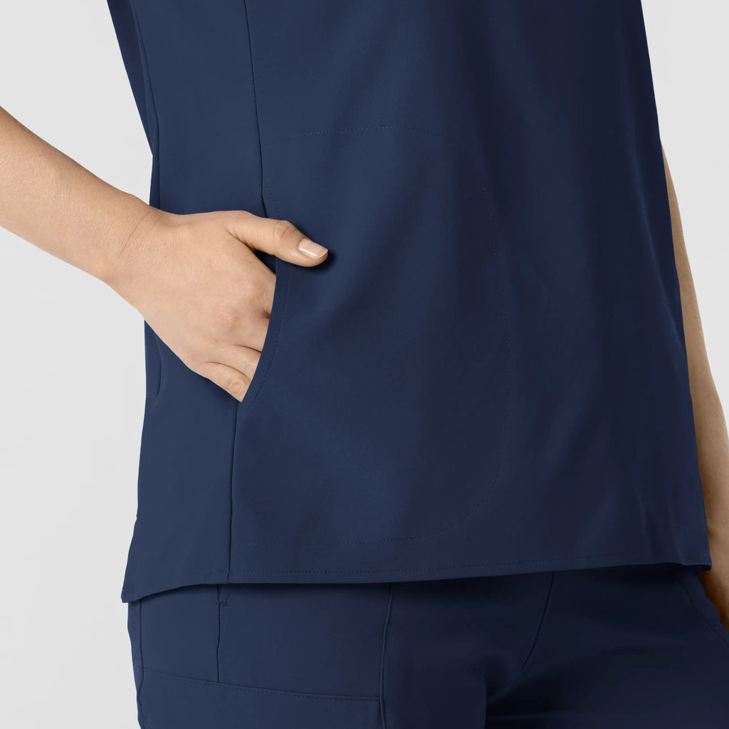 Wink Scrubs Women's Mandarin Collar Scrub Top Navy | scrub-supply.com