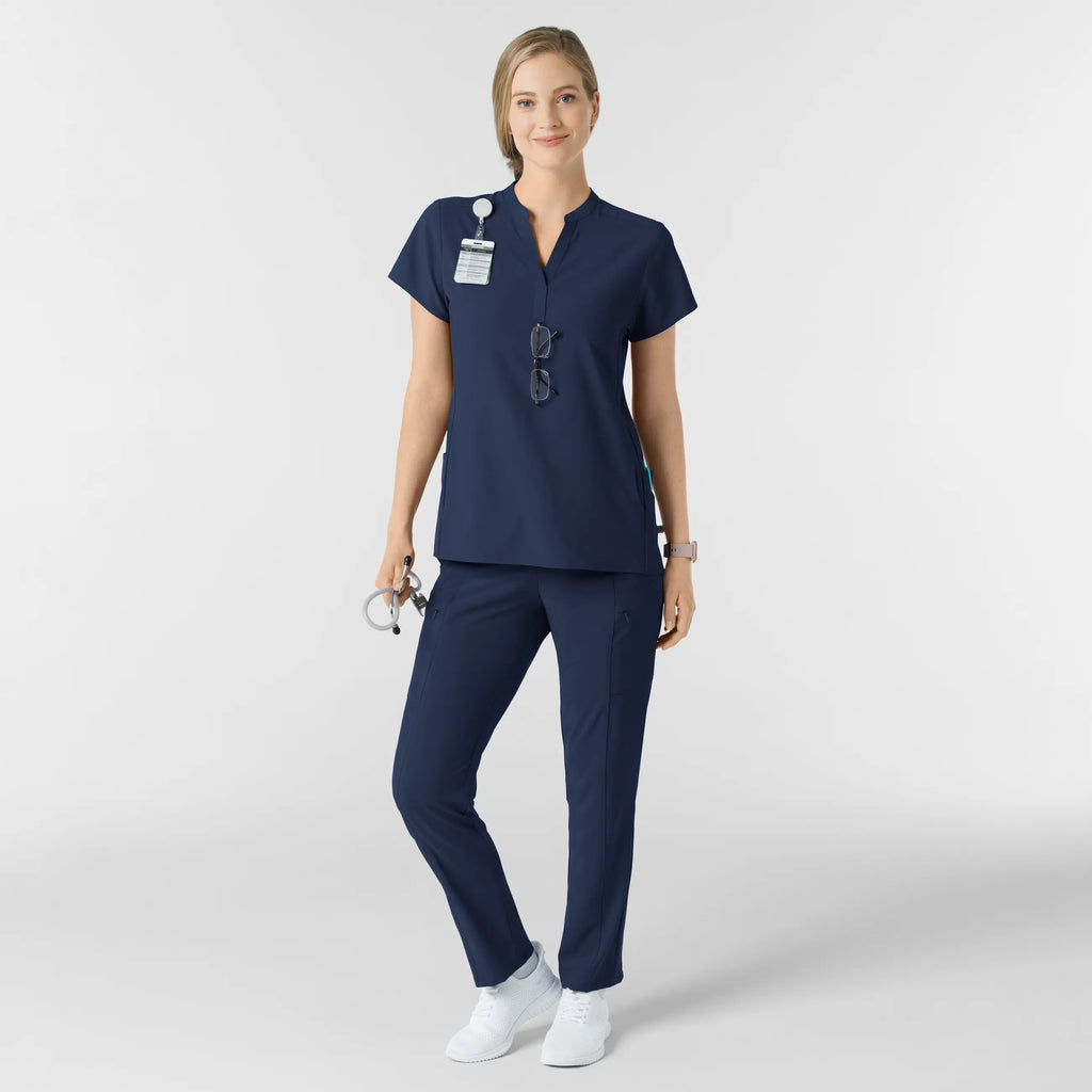 Wink Scrubs Women's Mandarin Collar Scrub Top Navy | scrub-supply.com