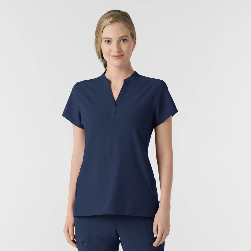 Wink Scrubs Women's Mandarin Collar Scrub Top Navy | scrub-supply.com