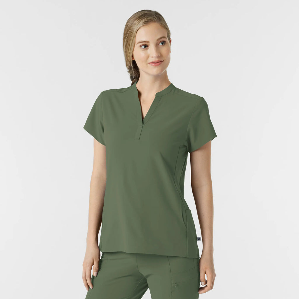 Wink Scrubs Women's Mandarin Collar Scrub Top Olive | scrub-supply.com