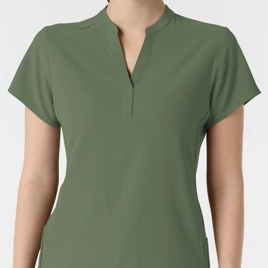 Wink Scrubs Women's Mandarin Collar Scrub Top Olive | scrub-supply.com