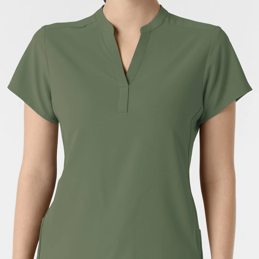 Wink Scrubs Women's Mandarin Collar Scrub Top Olive | scrub-supply.com