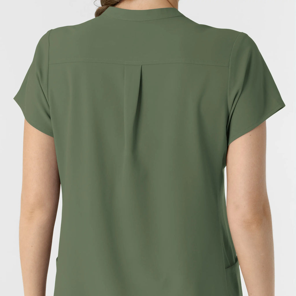 Wink Scrubs Women's Mandarin Collar Scrub Top Olive | scrub-supply.com