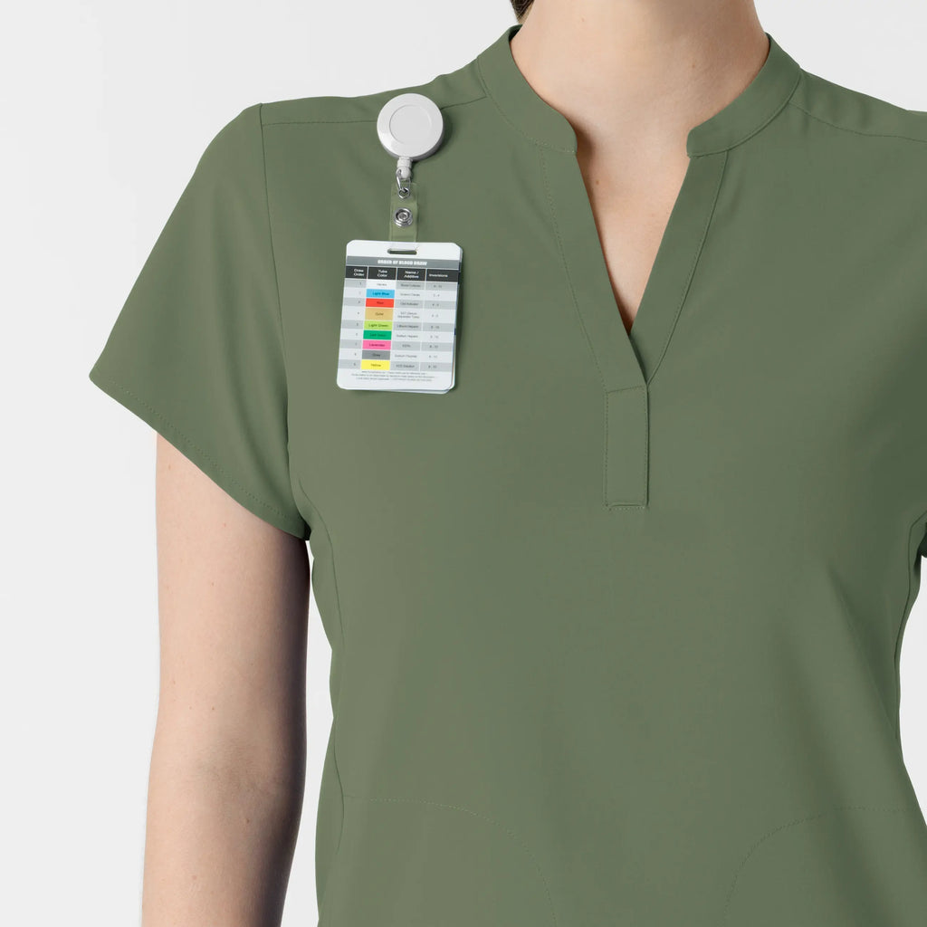 Wink Scrubs Women's Mandarin Collar Scrub Top Olive | scrub-supply.com