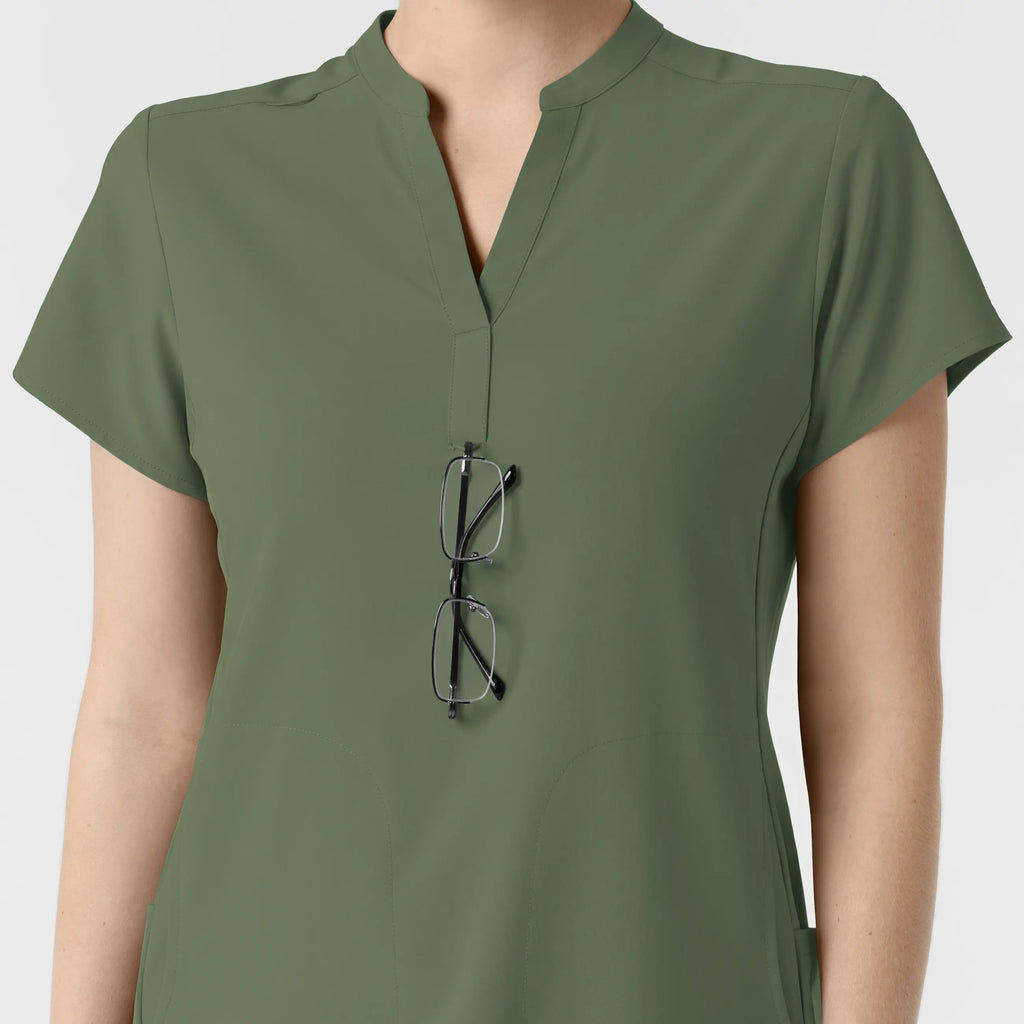 Wink Scrubs Women's Mandarin Collar Scrub Top Olive | scrub-supply.com