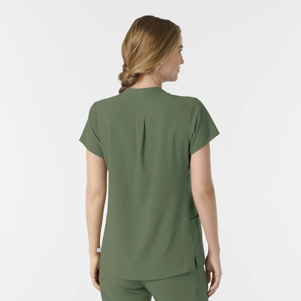 Wink Scrubs Women's Mandarin Collar Scrub Top Olive | scrub-supply.com