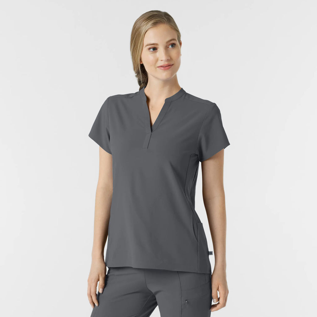 Wink Scrubs Women's Mandarin Collar Scrub Top Pewter | scrub-supply.com