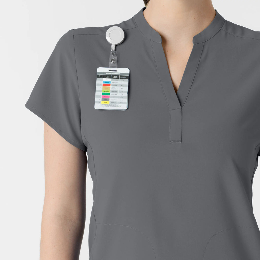 Wink Scrubs Women's Mandarin Collar Scrub Top Pewter | scrub-supply.com