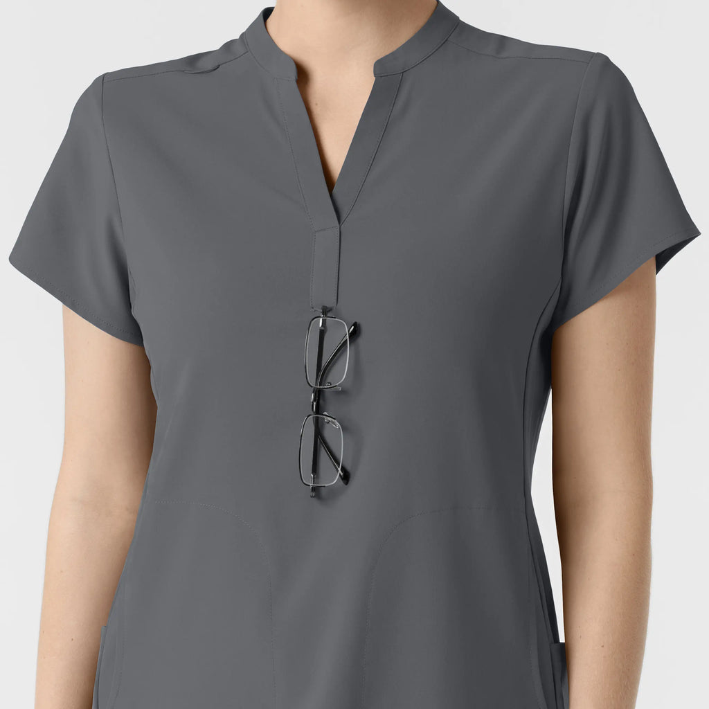 Wink Scrubs Women's Mandarin Collar Scrub Top Pewter | scrub-supply.com