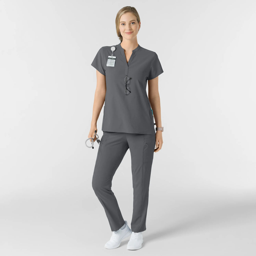 Wink Scrubs Women's Mandarin Collar Scrub Top Pewter | scrub-supply.com