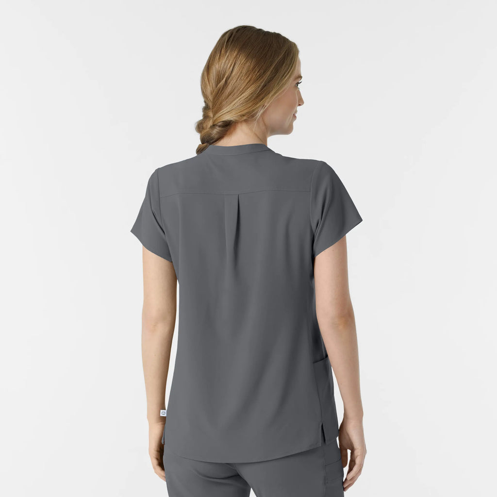 Wink Scrubs Women's Mandarin Collar Scrub Top Pewter | scrub-supply.com