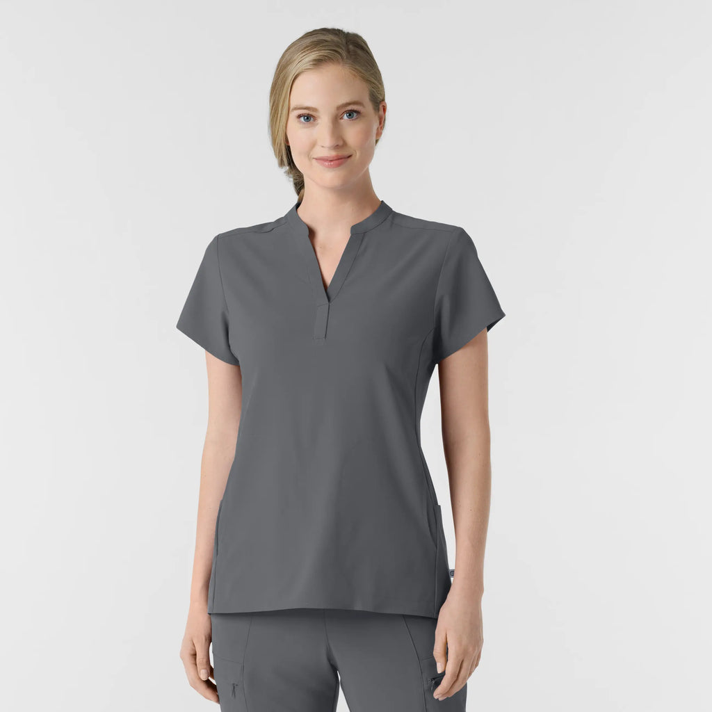 Wink Scrubs Women's Mandarin Collar Scrub Top Pewter | scrub-supply.com