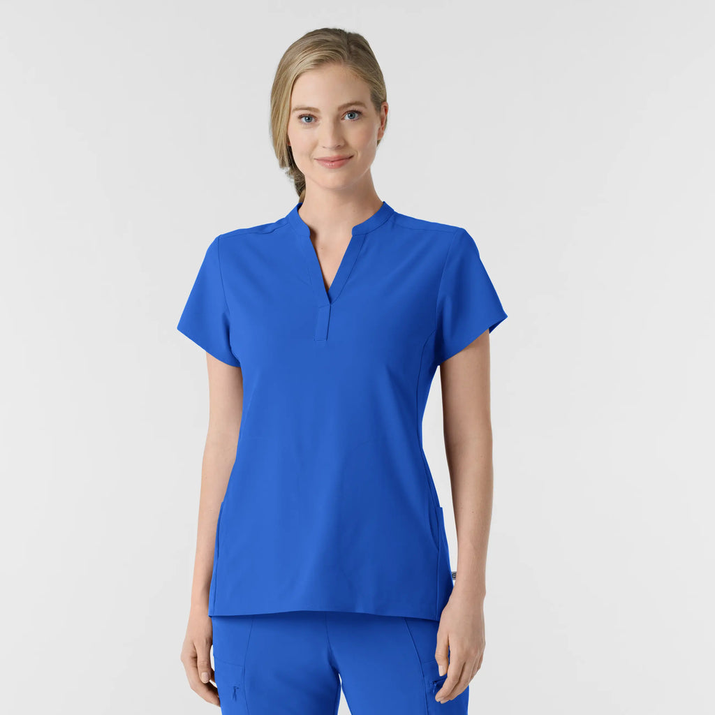 Wink Scrubs Women's Mandarin Collar Scrub Top Royal Blue | scrub-supply.com