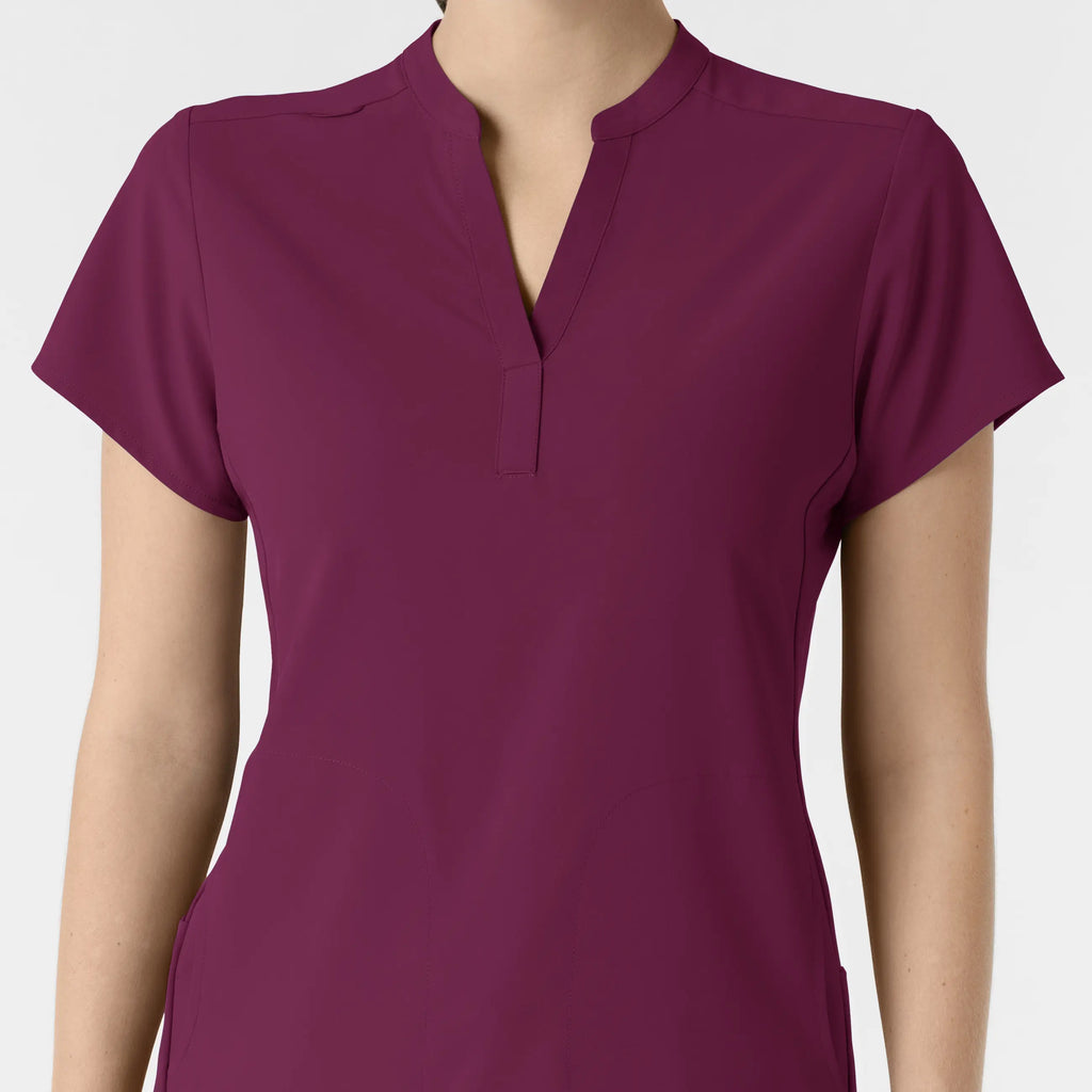 Wink Scrubs Women's Mandarin Collar Scrub Top Wine | scrub-supply.com