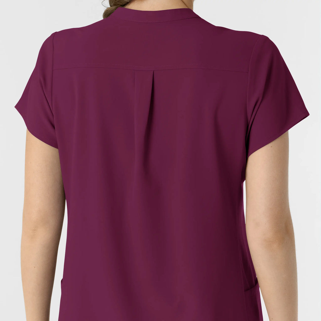 Wink Scrubs Women's Mandarin Collar Scrub Top Wine | scrub-supply.com