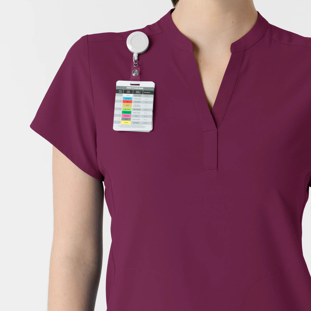 Wink Scrubs Women's Mandarin Collar Scrub Top Wine | scrub-supply.com