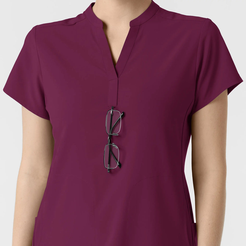 Wink Scrubs Women's Mandarin Collar Scrub Top Wine | scrub-supply.com