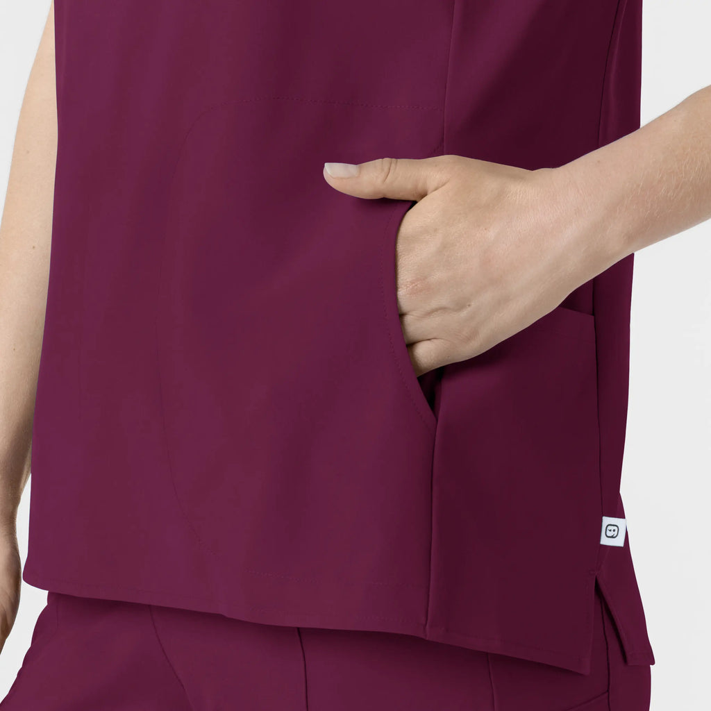 Wink Scrubs Women's Mandarin Collar Scrub Top Wine | scrub-supply.com