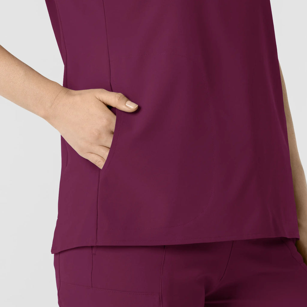 Wink Scrubs Women's Mandarin Collar Scrub Top Wine | scrub-supply.com