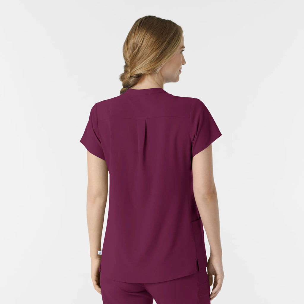 Wink Scrubs Women's Mandarin Collar Scrub Top Wine | scrub-supply.com