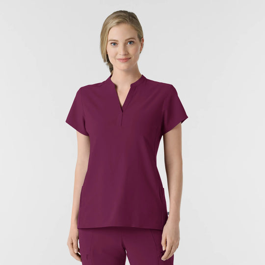 Wink Scrubs Women's Mandarin Collar Scrub Top Wine | scrub-supply.com