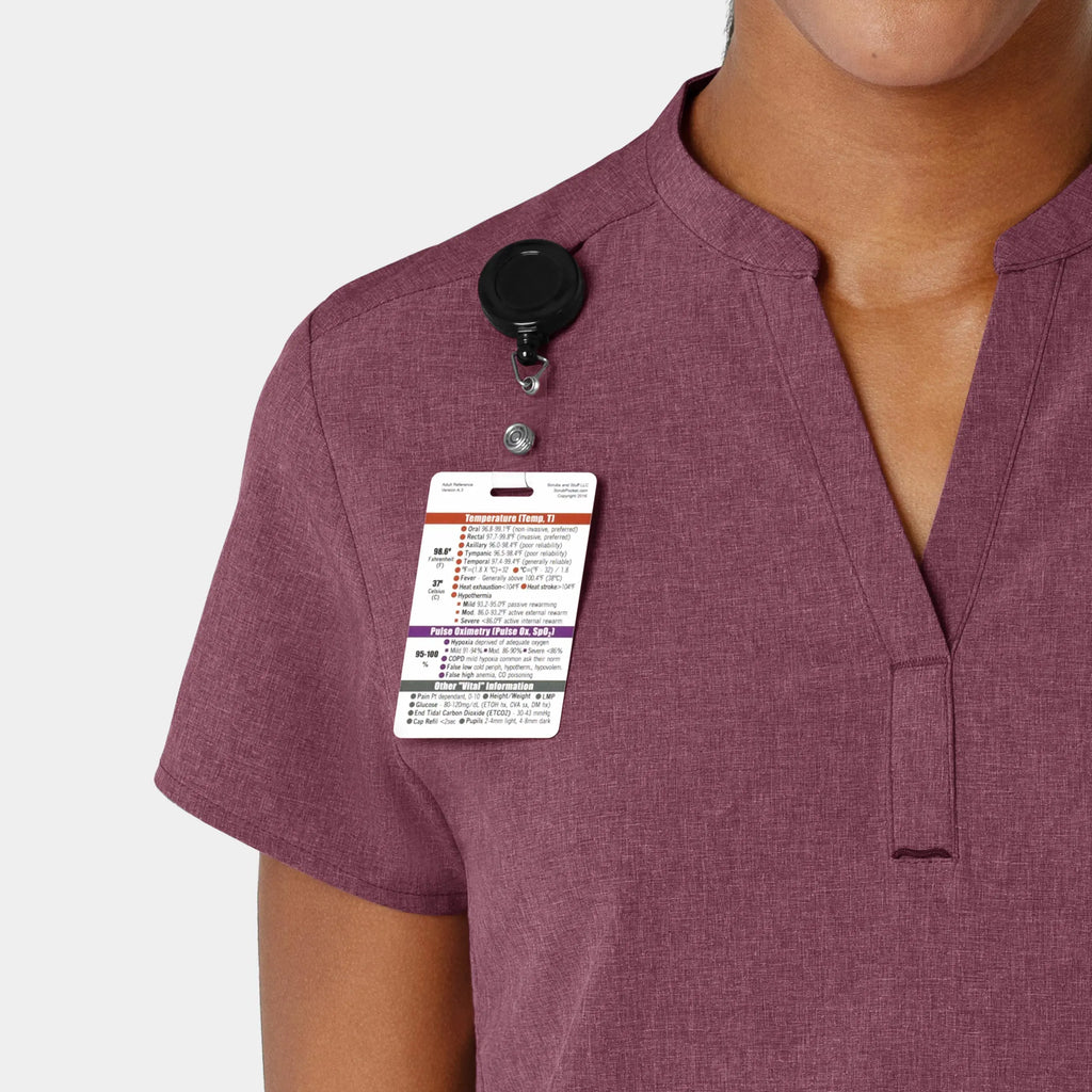 Wink Scrubs Women's Mandarin Collar Scrub Top Wine Heather | scrub-supply.com