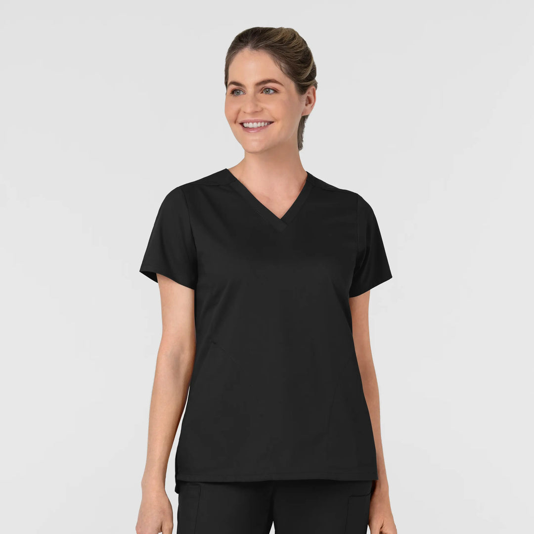 Wink Scrubs Women's Slash Pocket V-Neck Scrub Top Black | scrub-supply.com