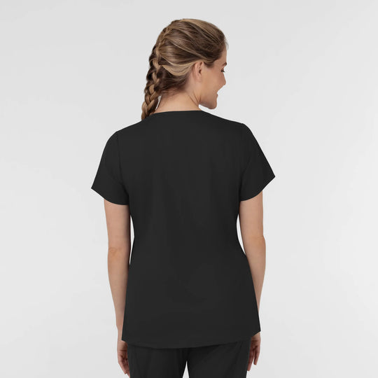 Wink Scrubs Women's Slash Pocket V-Neck Scrub Top Black | scrub-supply.com