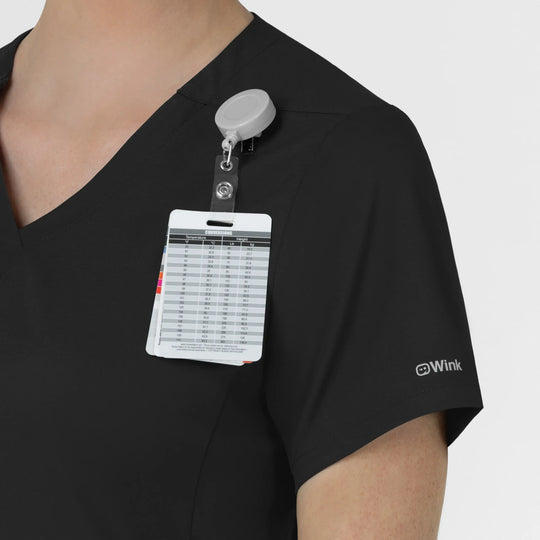 Wink Scrubs Women's Slash Pocket V-Neck Scrub Top Black | scrub-supply.com