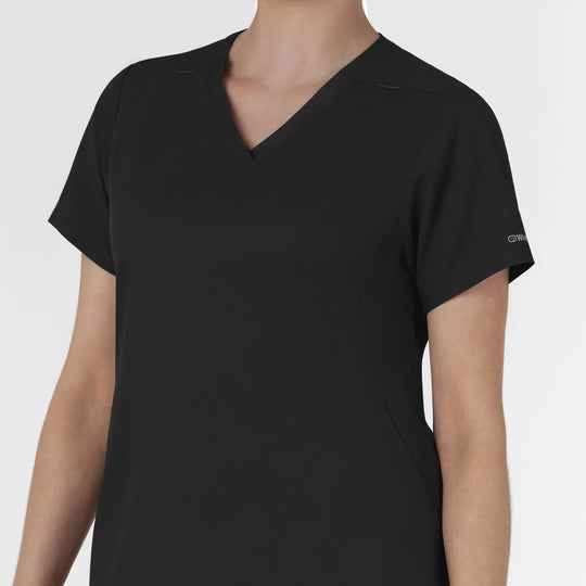 Wink Scrubs Women's Slash Pocket V-Neck Scrub Top Black | scrub-supply.com