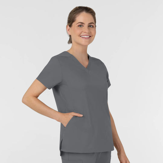 Wink Scrubs Women's Slash Pocket V-Neck Scrub Top Pewter | scrub-supply.com