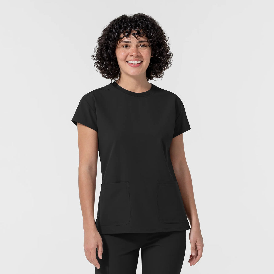 Wink Scrubs Women's Cap Sleeve Crew Neck Scrub Top Black | scrub-supply.com