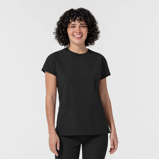 Wink Scrubs Women's Cap Sleeve Crew Neck Scrub Top Black | scrub-supply.com