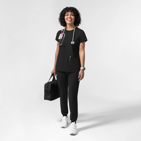 Wink Scrubs Women's Cap Sleeve Crew Neck Scrub Top Black | scrub-supply.com