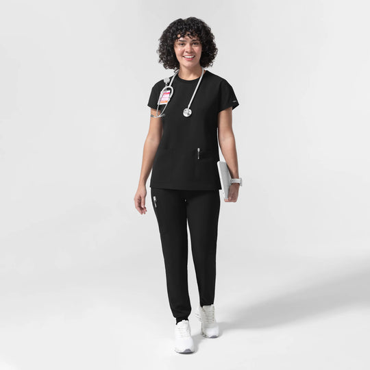 Wink Scrubs Women's Cap Sleeve Crew Neck Scrub Top Black | scrub-supply.com