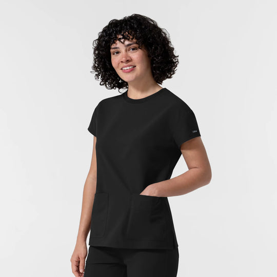 Wink Scrubs Women's Cap Sleeve Crew Neck Scrub Top Black | scrub-supply.com