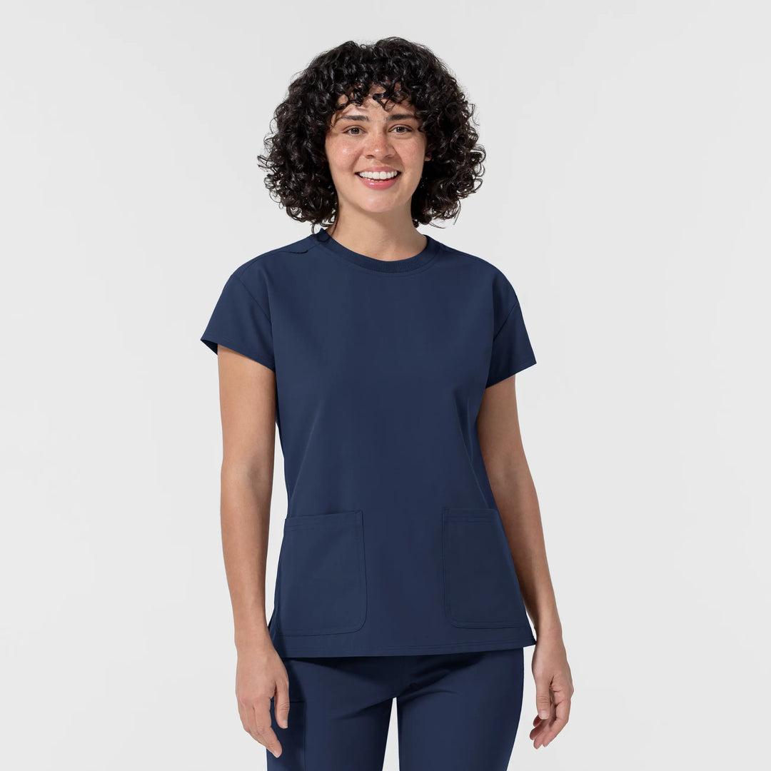 Wink Scrubs Women's Cap Sleeve Crew Neck Scrub Top Navy | scrub-supply.com