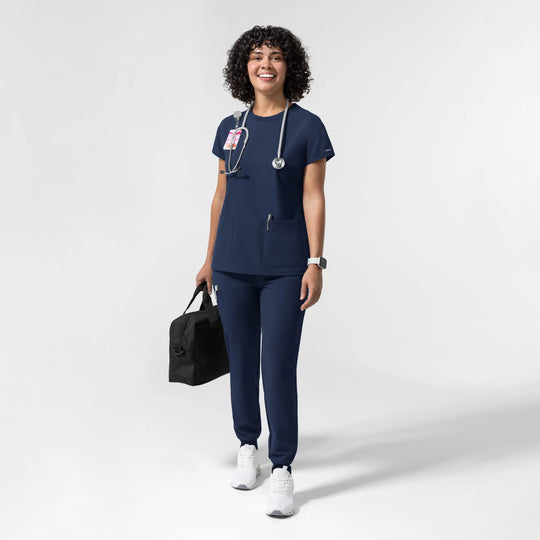 Wink Scrubs Women's Cap Sleeve Crew Neck Scrub Top Navy | scrub-supply.com