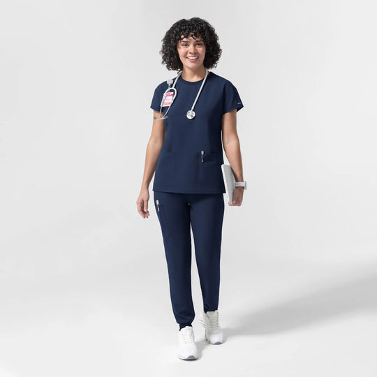 Wink Scrubs Women's Cap Sleeve Crew Neck Scrub Top Navy | scrub-supply.com