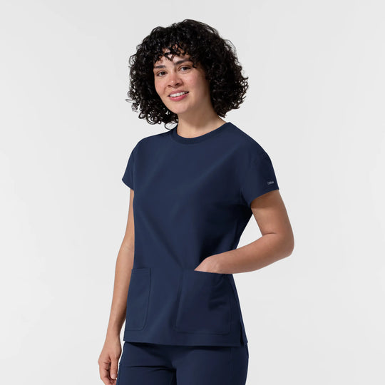 Wink Scrubs Women's Cap Sleeve Crew Neck Scrub Top Navy | scrub-supply.com
