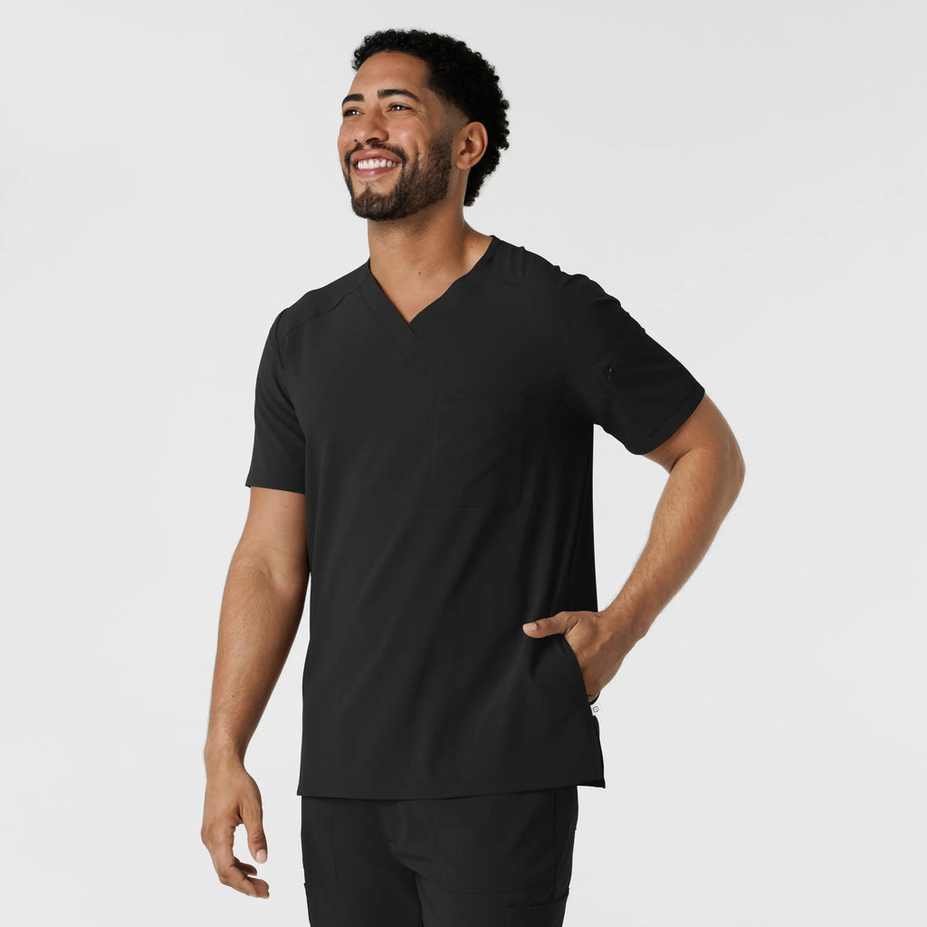 Wink Scrubs Men's V-Neck 5 Pocket Scrub Top Black | scrub-supply.com