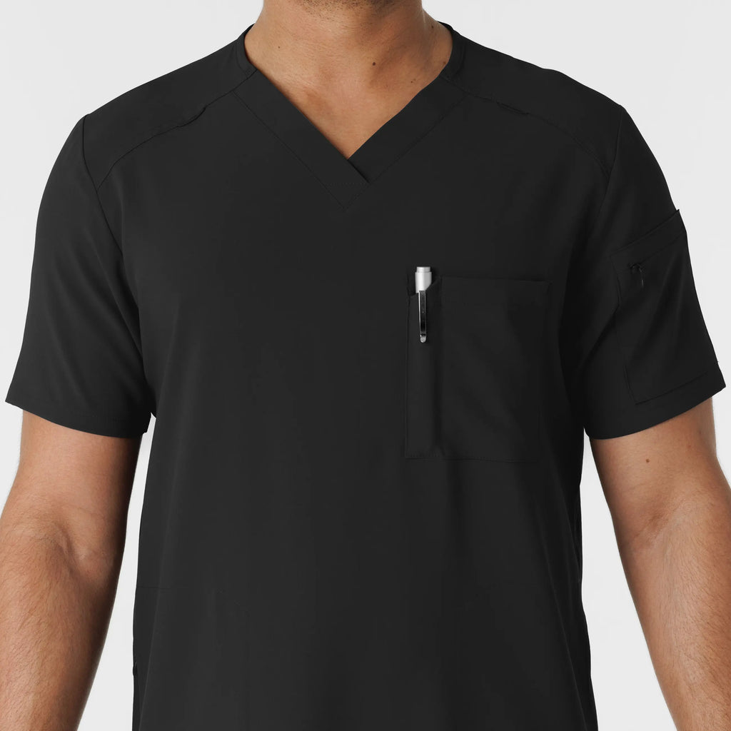 Wink Scrubs Men's V-Neck 5 Pocket Scrub Top Black | scrub-supply.com