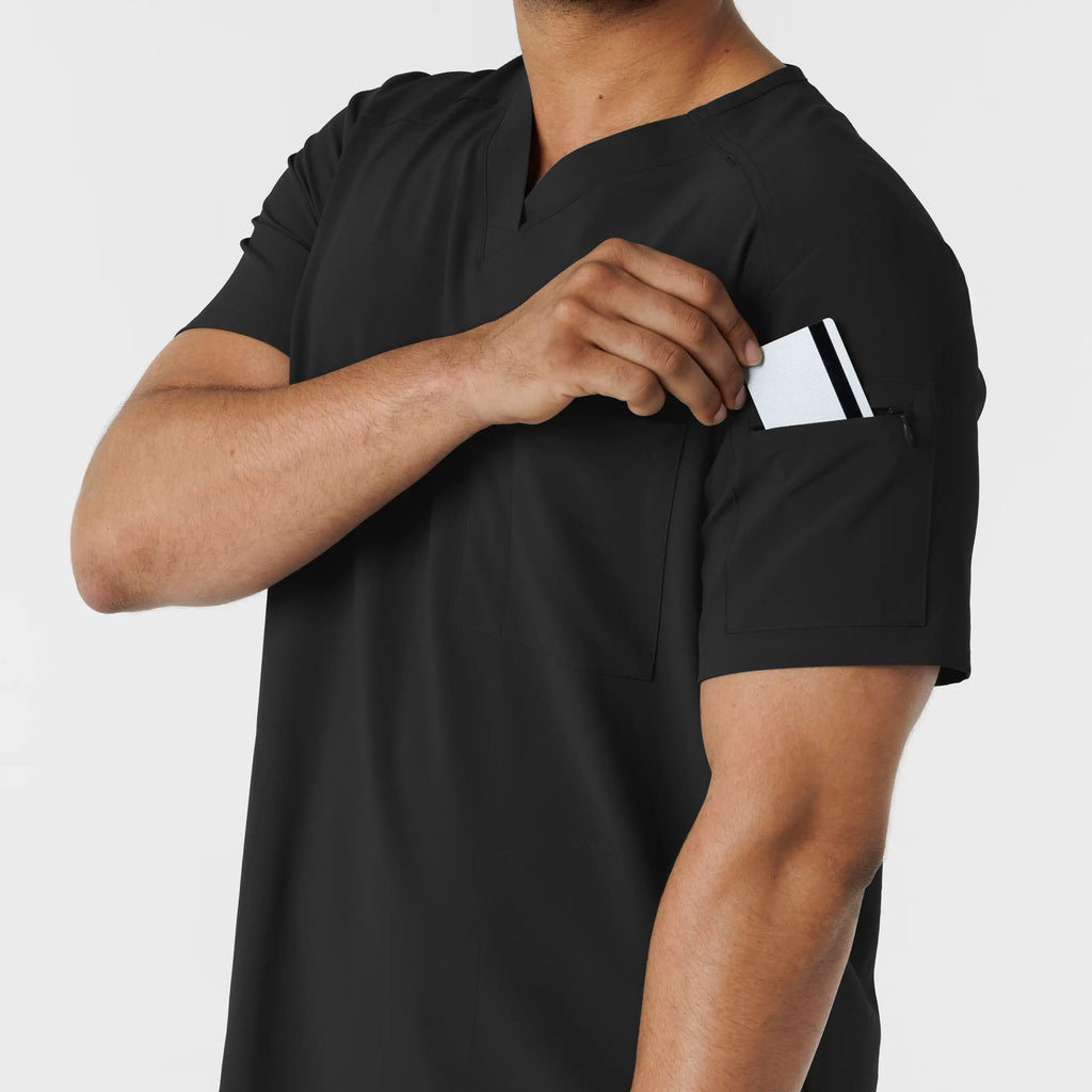 Wink Scrubs Men's V-Neck 5 Pocket Scrub Top Black | scrub-supply.com