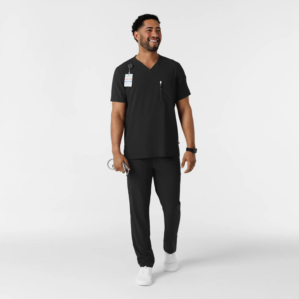 Wink Scrubs Men's V-Neck 5 Pocket Scrub Top Black | scrub-supply.com